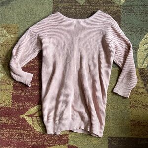 Pink Ribbed Women's Knit Sweater Dress